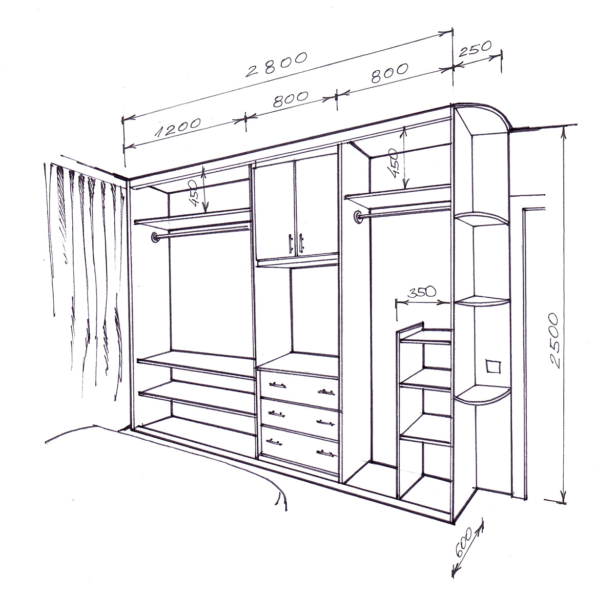 проектирование встроенного шкафа
